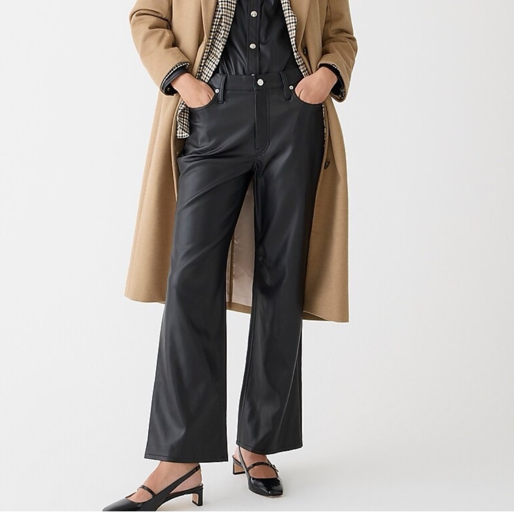 NWT J.Crew Slim Wide Leg Faux Leather Pant Sz 33